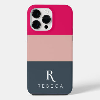 Angepasstes Drei-Farben-Block Rosa Himbeere grau iPhone 14 Pro Max Hülle