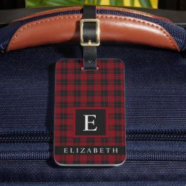 Angepasstes dunkles Maroon-rotes, grünes, karierte Gepäckanhänger