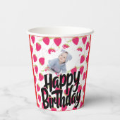 Angepasstes Erdbeermuster - Happy Birthday Pappbecher (Rückseite)