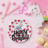 Angepasstes Erdbeermuster - Happy Birthday Pappteller (Party)