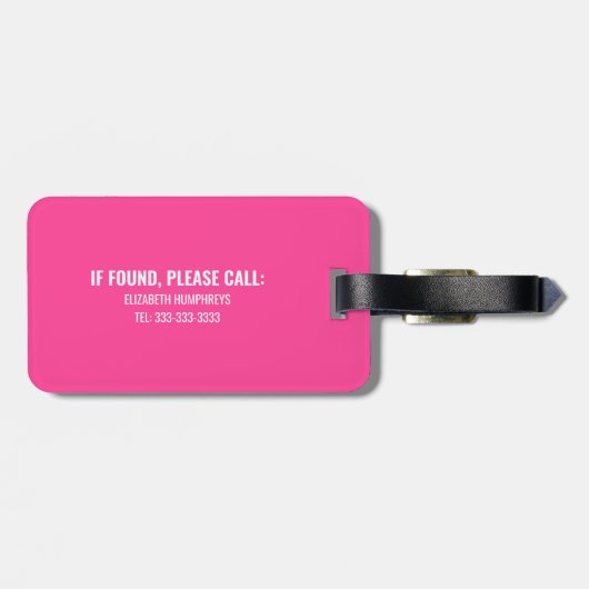 Angepasstes, feines Rosa-Bild Gepäckanhänger (Rückseite horizontal)