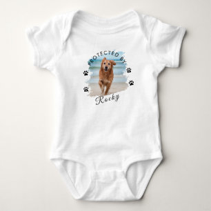 Angepasstes Foto und Text, geschützt durch Hund Baby Strampler