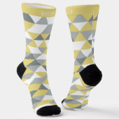 Angepasstes gelbes weißes graues Muster geometrisc Socken (Gewinkelt)