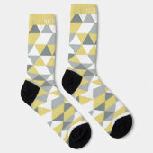 Angepasstes gelbes weißes graues Muster geometrisc Socken (Rechts)