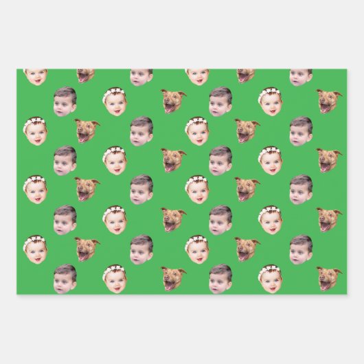 Angepasstes Gesicht, einzigartiges Familiengeschen Geschenkpapier Set (Vorderseite 2)