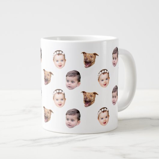 Angepasstes Gesicht, einzigartiges Familiengeschen Jumbo-Tasse (Vorderseite Rechts)
