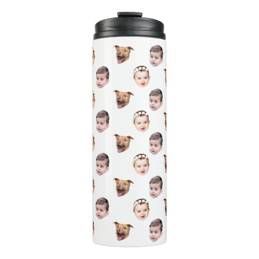 Angepasstes Gesicht, einzigartiges Familiengeschen Thermosbecher (Vorderseite)