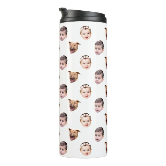 Angepasstes Gesicht, einzigartiges Familiengeschen Thermosbecher (Nach rechts gedreht)