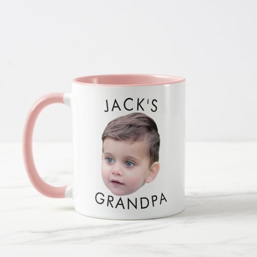 Angepasstes Gesicht, Großvater Geburtstag Tasse (Links)