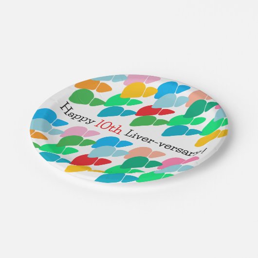 Angepasstes glückliches Lebensjahr Pappteller (Schrägansicht)