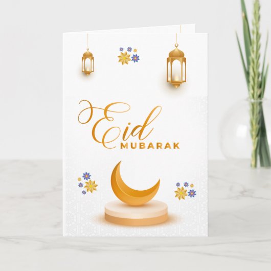 Angepasstes Happy Eid Mubarak White Feiertagskarte (Vorderseite)