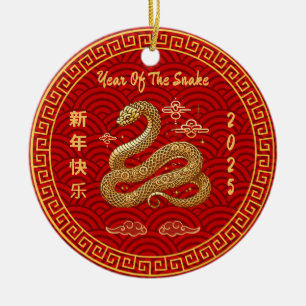 Angepasstes Jahr der Schlange Chinesisches Neujahr Keramik Ornament