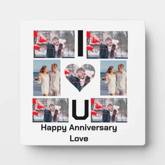 Angepasstes Jubiläum I Liebe Sie 7 Foto Collage Fotoplatte (Vorderseite)