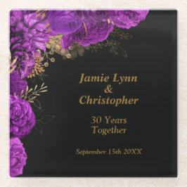 Angepasstes Lila Blumenfest Jahrestag Glasuntersetzer