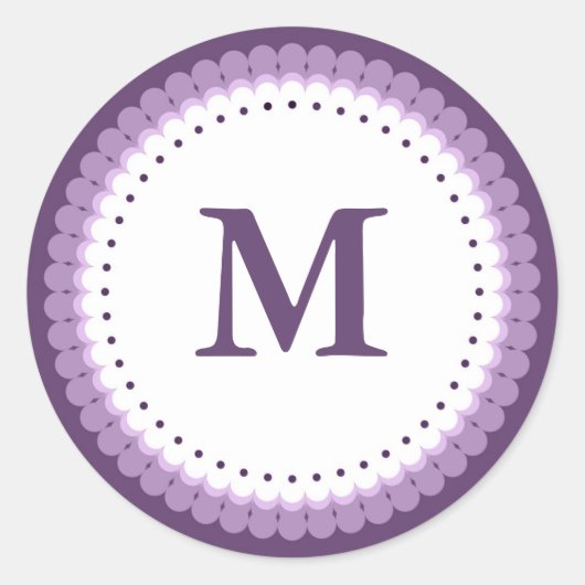 Angepasstes Lila skaliertes Monogramm Runder Aufkleber (Vorderseite)