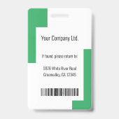 Angepasstes modernes Corporate Mitarbeiter-ID-Abze Ausweis (Back)