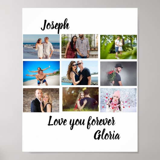 Angepasstes modernes Jubiläum 9 Foto Collage Poster (Vorne)