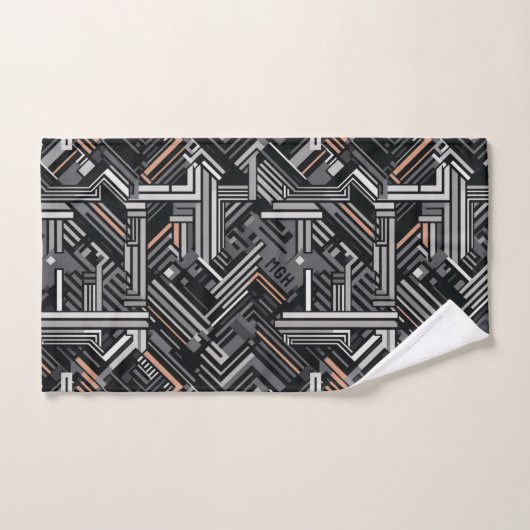 Angepasstes Monogramm Abstraktes Industriemuster Badhandtuch Set (Handtuch)
