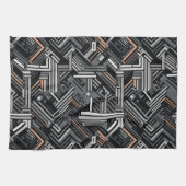 Angepasstes Monogramm Abstraktes Industriemuster Geschirrtuch (Horizontal)