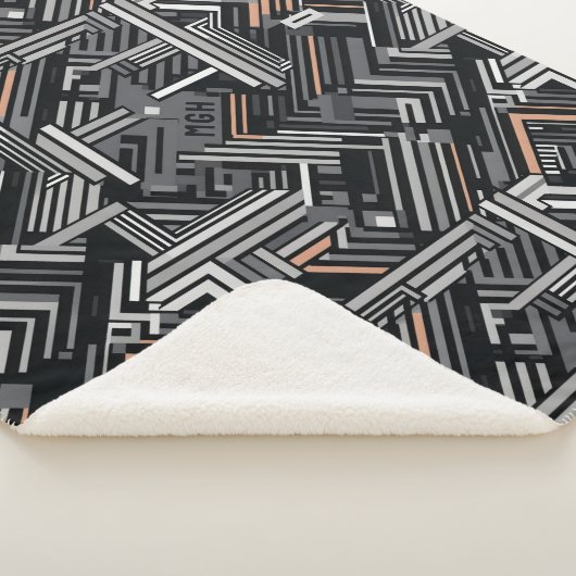 Angepasstes Monogramm Abstraktes Industriemuster Sherpadecke (3/4)