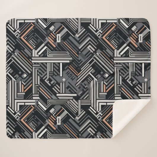 Angepasstes Monogramm Abstraktes Industriemuster Sherpadecke (Vorderseite (Horizontal))