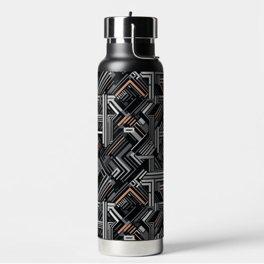 Angepasstes Monogramm Abstraktes Industriemuster Trinkflasche (Links)