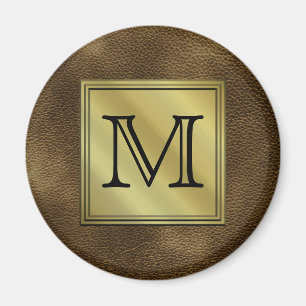 Angepasstes Monogramm-Bild gedruckt. Braun. Magnet