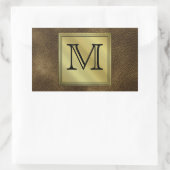 Angepasstes Monogramm-Bild gedruckt. Braun. Rechteckiger Aufkleber (Tasche)