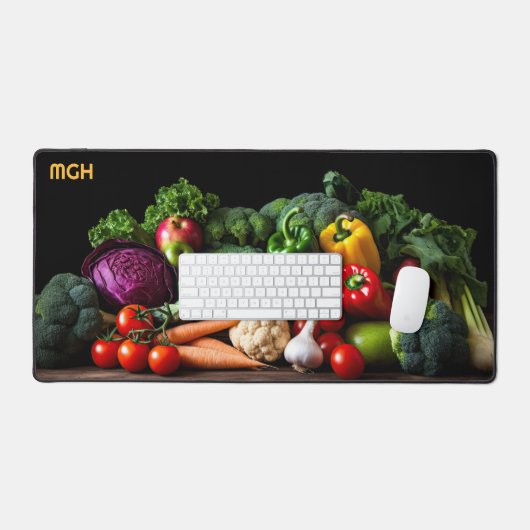 Angepasstes Monogramm frisches Gemüse Schreibtischunterlage (Tastatur & Maus)