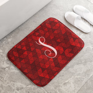 Angepasstes Monogramm für moderne rote geometrisch Badematte