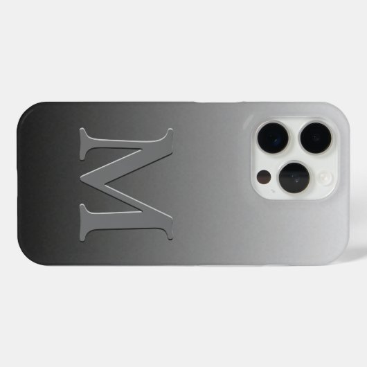 Angepasstes Monogramm für Ombre Gray Gradient Case-Mate iPhone Hülle (Rückseite (Horizontal))
