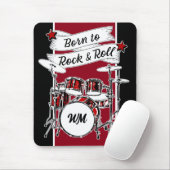 Angepasstes Monogramm, Geboren zu Rock & Roll Drum Mousepad (Mit Mouse)