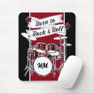 Angepasstes Monogramm, Geboren zu Rock & Roll Drum Mousepad