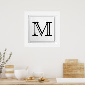 Angepasstes Monogramm gedruckt. Schwarz und Weiß. Poster (Küche)