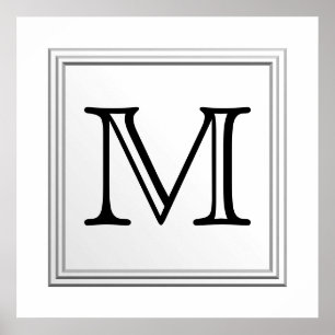 Angepasstes Monogramm gedruckt. Schwarz und Weiß. Poster