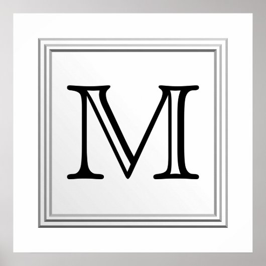 Angepasstes Monogramm gedruckt. Schwarz und Weiß. Poster (Vorne)