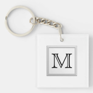 Angepasstes Monogramm gedruckt.Schwarz und Weiß. Schlüsselanhänger