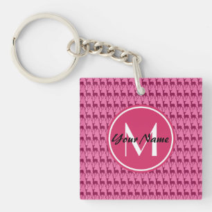 Angepasstes Monogramm Hot-Pink-Hirsch, Personalisi Schlüsselanhänger