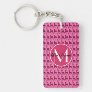 Angepasstes Monogramm Hot-Pink-Hirsch, Personalisi Schlüsselanhänger