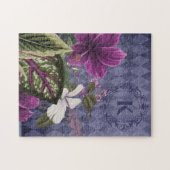 Angepasstes Monogramm Lila floral Puzzle (Horizontal)