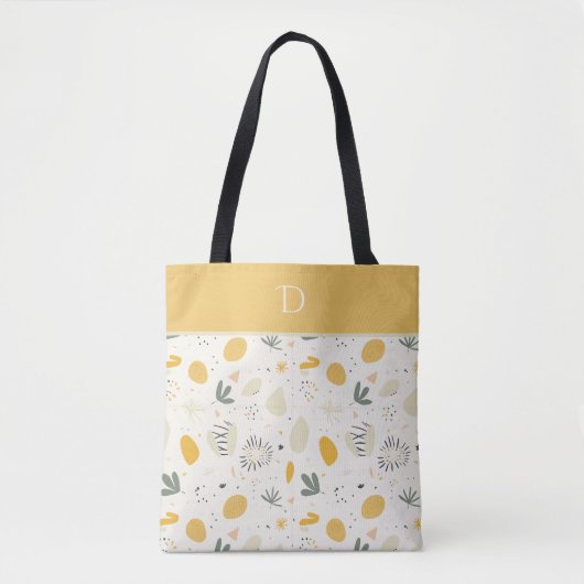 Angepasstes Monogramm mit Abstraktem botanischem M Tasche (Vorderseite)