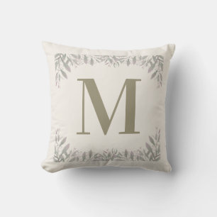 Angepasstes Monogramm mit eleganter botanischer Gr Kissen