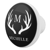 Angepasstes Monogramm mit Schwarz-weißem Hirschant Keramikknauf (Rechts)