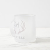 Angepasstes Monogramm mit Schwarz-weißem Hirschant Mattglastasse (Vorderseite Links)