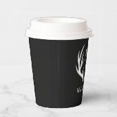 Angepasstes Monogramm mit Schwarz-weißem Hirschant Pappbecher (Rechts)