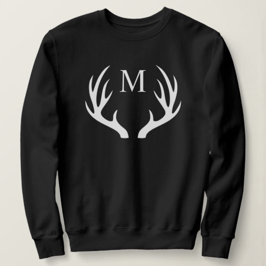 Angepasstes Monogramm mit Schwarz-weißem Hirschant Sweatshirt (Design vorne)