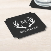 Angepasstes Monogramm mit Schwarz-weißem Hirschant Untersetzer (angewinkelt)