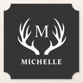 Angepasstes Monogramm mit Schwarz-weißem Hirschant Untersetzer