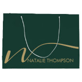 Angepasstes Monogramm Personalisiert mit Namen Coo Große Geschenktüte (Rückseite)