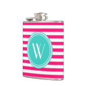 Angepasstes Monogramm rosa und Aquamarin gestriche Flachmann (Links)
